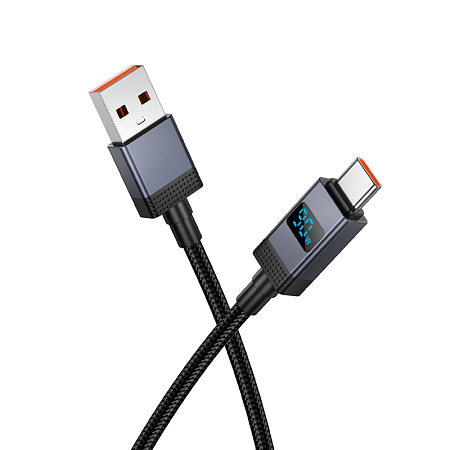 USB Кабель Type-C, HOCO, X118, 1 метр, с дисплеем, цвет черный