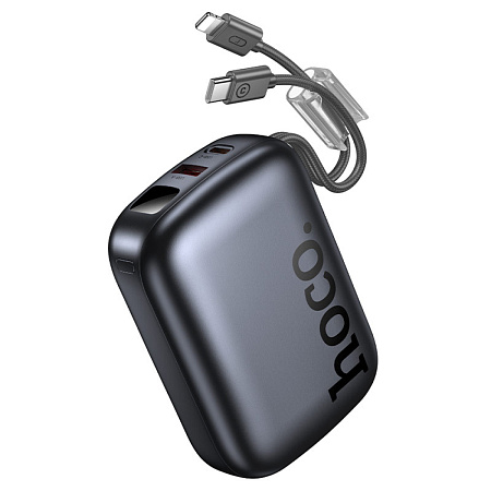 Универсальный Доп. Аккумулятор 20000mAh, Q55, HOCO, выход 1 USB (22.5W) + 1 PD (20W), кабель: Type-C, Lightning, серый