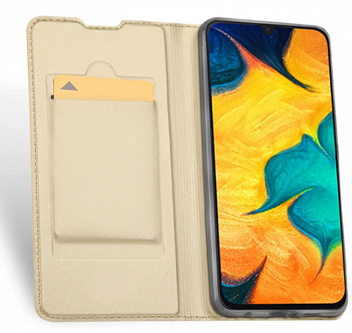 Чехол-книжка для Samsung Galaxy A20/А30/M10S, DU DU, боковой, золотой