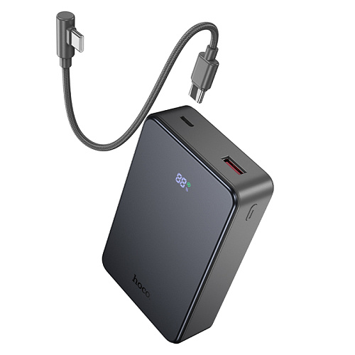 Универсальный Доп. Аккумулятор 20000mAh, J170A, HOCO, выход: 1 USB (22.5W), 1 PD (20W), с кабелем, черный