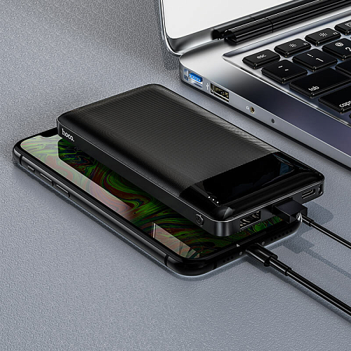 Универсальный Доп. Аккумулятор 10000mAh, J72, HOCO, 2 USB (5V/2.0A), черный
