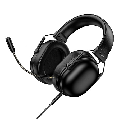 Проводные наушники W113, HOCO, подключение USB-A, игровый с микрофоном, черный