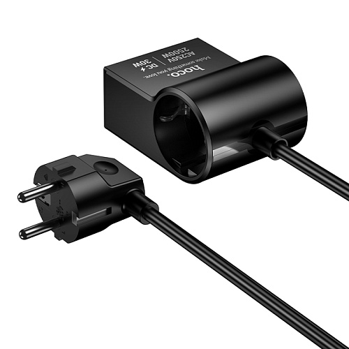 Сетевой фильтр на 1 розетка+1 USB+2 PD, 1.5м, AC33, HOCO, черный