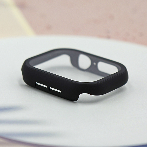 Защитное стекло с чехлом для Apple Watch 46mm, ударопрочный, цвет черный