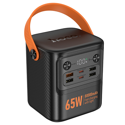 Универсальный Доп. Аккумулятор 80000mAh, J152 Pro, HOCO, выход: 1 USB 22.5W+ 3 USB 5V/2+2 PD 65W, черный
