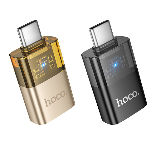 Переходник OTG Type-C, Type-C (папа) на USB (мама), UA36B, HOCO, черный