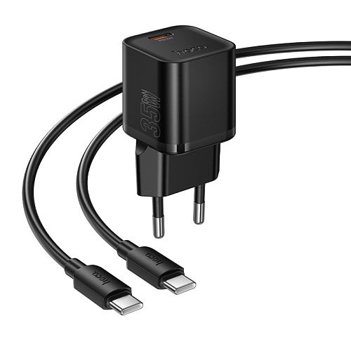 Сетевое зарядное устройство, 1 PD 35W (N66), HOCO, Type-C to Type-C, черный