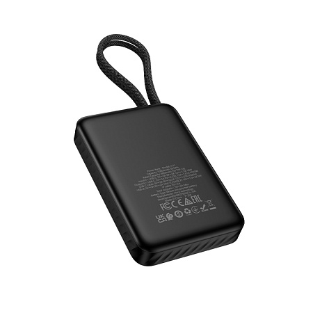 Универсальный Доп. Аккумулятор 10000mAh, J171, HOCO, выход: 1 USB (22.5), 1 PD (20W), с двумя кабелями, черный
