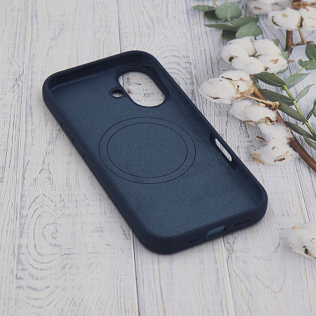 Чехол-накладка для iPhone 16 Plus, Silicon Case, магнитный (MagSafe), без лого, X-CASE, синий