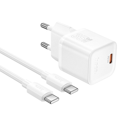 Сетевое зарядное устройство, 1 PD 35W (N66), HOCO, Type-C to Type-C, белый
