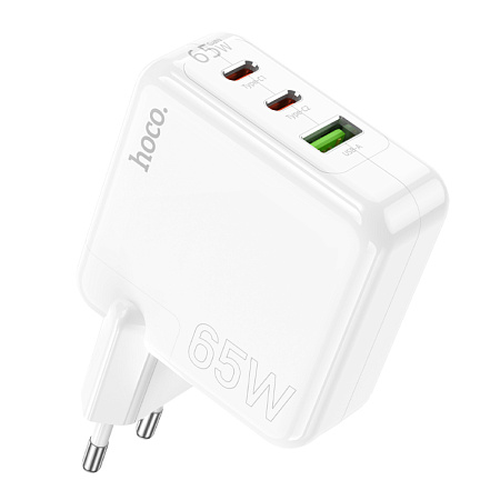 Сетевое зарядное устройство, 2 PD 65W + 1 USB 18W (C115A), HOCO, белый