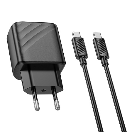 Сетевое зарядное устройство, 1 PD 30W (CS22A), HOCO, Type-C to Type-C, черный