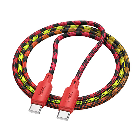Кабель Type-C на Type-C, HOCO, X116, 60W, разноцветный красный с желтым или синим
