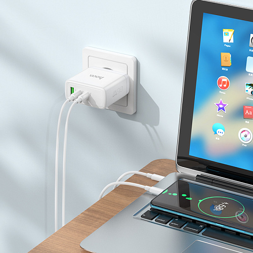 Сетевое зарядное устройство, 3 PD 45W/20W + 1 USB 18W (N30), HOCO, белый
