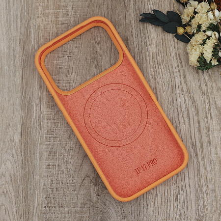Чехол-накладка для iPhone 17 Pro, Silicon Case, магнитный (MagSafe), без лого, X-CASE, оранжевый