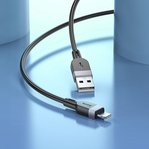 USB дата кабель Lightning, HOCO, X109, 2м, силиконовый, черный