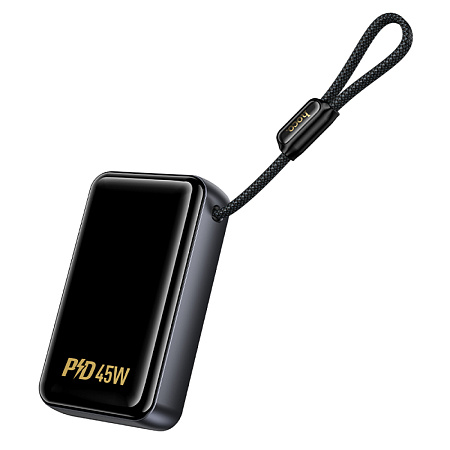 Универсальный Доп. Аккумулятор 20000mAh, Q54, HOCO, выход 1 USB (22.5W) + 1 PD (45W), кабель: Type-C 45W, черный