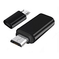 Переходник с Type-C (мама) на Micro USB (папа),  цвет черный