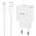 Сетевое зарядное устройство, 1 USB 2.1A (C106A), HOCO, Micro, белый