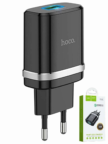 Сетевое зарядное устройство, 1 USB 3.0A (C12Q), HOCO, черный
