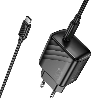 Сетевое зарядное устройство, 1 PD 25W (CS24A), HOCO, Type-C to Type-C, черный