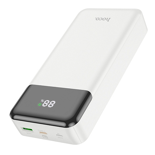 Универсальный Доп. Аккумулятор 20000mAh, J102A, HOCO, выход: 1 USB (18W)+1 PD 20W, белый