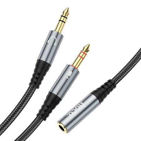 AUX переходник с 1 Jack на 2 (3,5 мм), (1 мама на 2 папы) UPA21, HOCO, черный