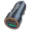 Автомобильное зарядное устройство, 1 USB QC3.0 18W, 1 PD 30W (Z57A), HOCO, серый