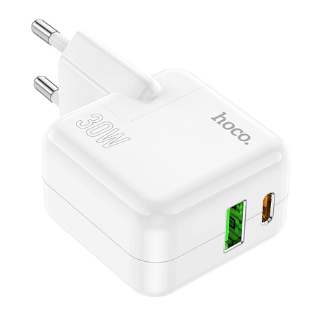 Сетевое зарядное устройство, 1 PD 35W + 1 USB 3.0 QC (C111A), HOCO, белый