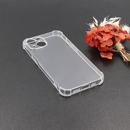 Чехол силиконовый для iPhone 14 (6.1), усиленные края, c защитой камеры, X-CASE, прозрачный