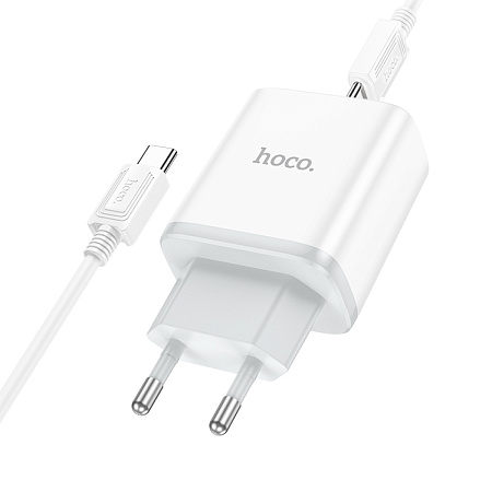 Сетевое зарядное устройство, 1 PD 20W (C104A), HOCO, Type-C to Type-C, белый