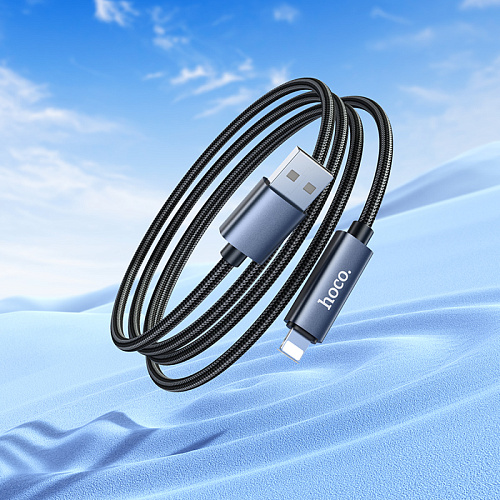 USB дата кабель Lightning, HOCO, X112, 1M, с дисплеем, черный