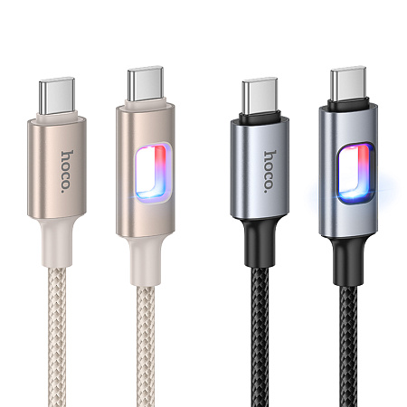 Кабель Type-C на Type-C, HOCO, U144, 1.2 м, 60W, цвет золотистый
