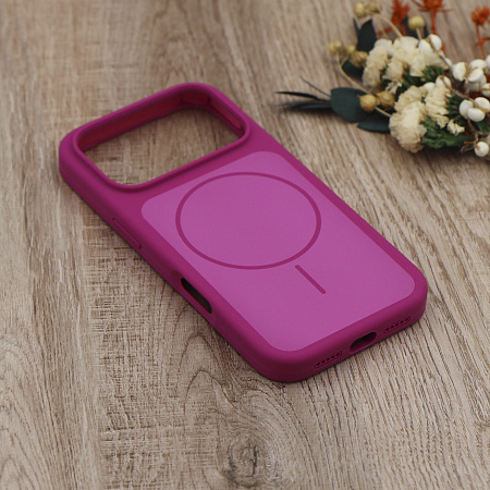 Чехол-накладка для iPhone 17 Pro Max, Silicon Case, магнитный (MagSafe), с дизайном, без лого, X-CASE, винный