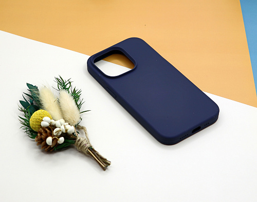 Чехол-накладка для iPhone 14 Pro, Silicon Case, без лого, темно-синий