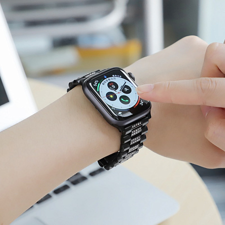 Ремешок на руку для Apple Watch 38/40/41/42 мм, HOCO, WB08 Shining steel watch strap, черный