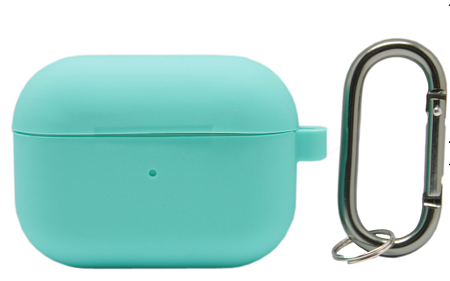 Чехол силиконовый для Airpods 3 case, X-CASE, бирюзовый с карабином