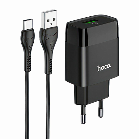 Сетевое зарядное устройство, 1 USB 3.0A (C72Q), HOCO, Type-C, черный