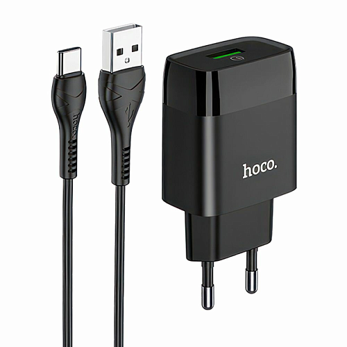 Сетевое зарядное устройство, 1 USB 3.0A (C72Q), HOCO, Type-C, черный