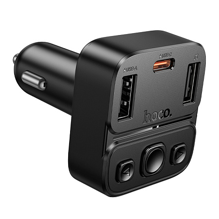 Bluetooth FM модулятор, E87, HOCO, 1 USB QC3.0+1 PD (20Вт)+1 USB 5V/0.5A, черный