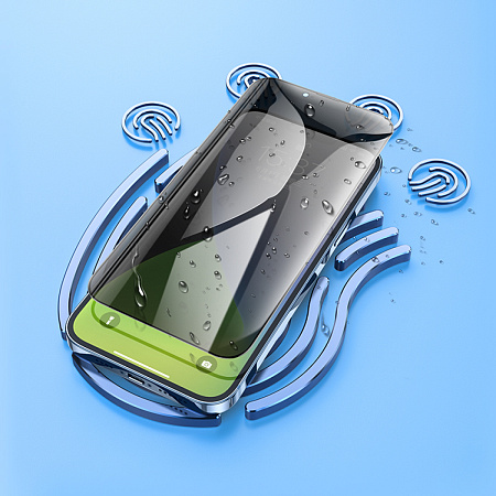 Защитное стекло на iPhone 13 (6.1)/13 Pro/14/16e, G777 Plus, HOCO, anti-static, антишпион, черное