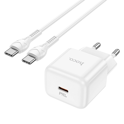 Сетевое зарядное устройство, 1 PD 30W (N32), HOCO, Type-C to Type-C, белый