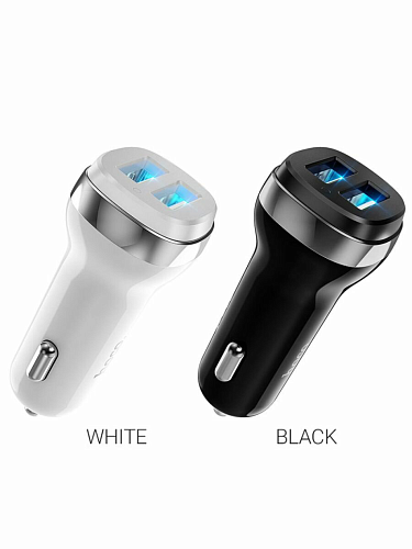 Автомобильное зарядное устройство, 2 USB 2.4A (Z40), HOCO, черный