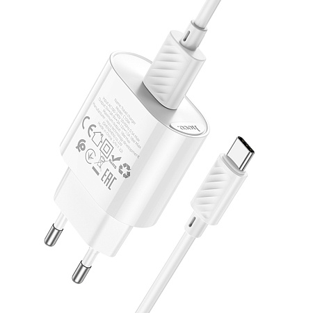 Сетевое зарядное устройство, 1 USB 3.0A 18W (C109A), HOCO, Type-C, белый