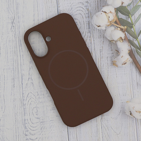 Чехол-накладка для iPhone 16, Silicon Case, магнитный (MagSafe), без лого, X-CASE, коричневый