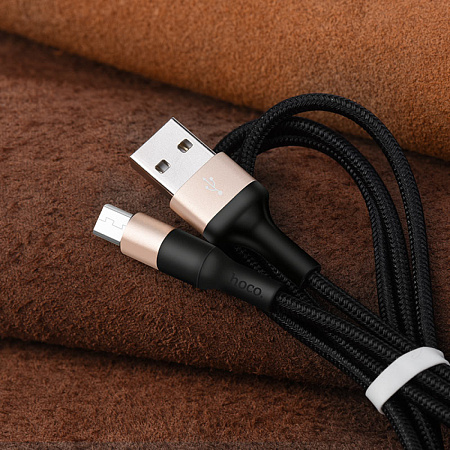 USB Кабель Micro, HOCO, X26, черно-золотой