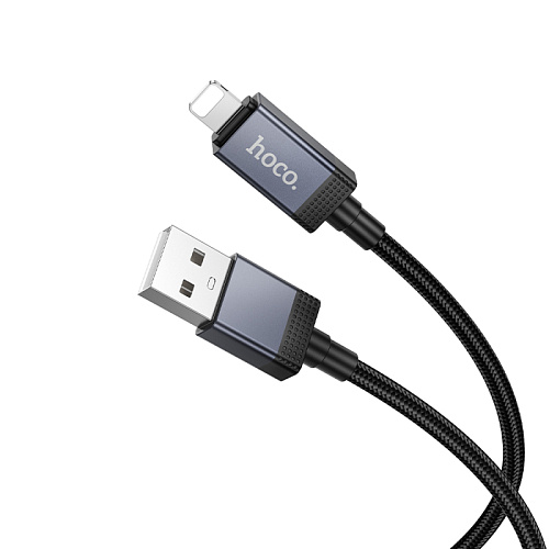 USB дата кабель Lightning, HOCO, X118, 1м, с дисплеем, черный