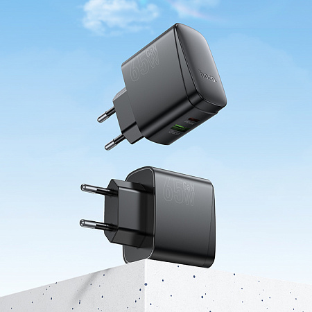 Сетевое зарядное устройство, 1 PD 65W + 1 USB 18W (CS63A), HOCO, черный