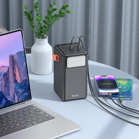 Универсальный Доп. Аккумулятор 100000mAh, J142, HOCO, выход: 6 USB, 1 PD 20W, черный
