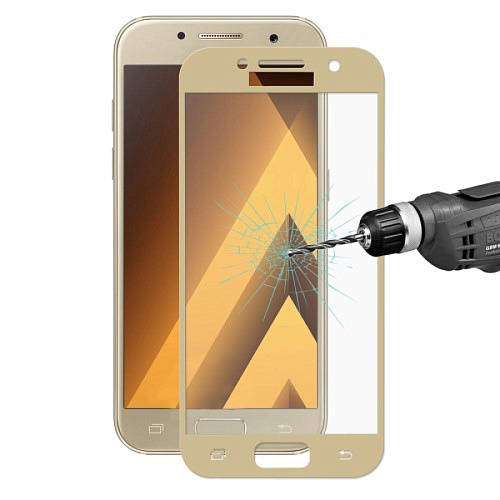 Защитное стекло на Samsung A320F, Galaxy A3 (2017), 2.5D, золотой, X-CASE